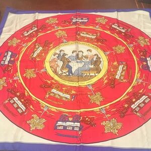 ✔️#80 Vintage Hermes Jeu des Omnibus et Dames Blanches Silk twill scarf